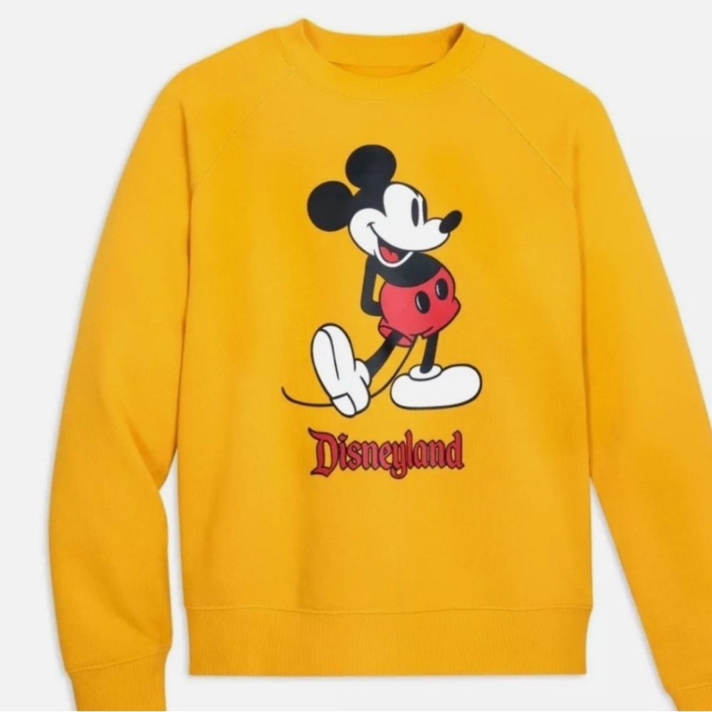 Disney Mickey Mouse Mustard Yellow Pullover Sweatshirt for Adults Disneyland